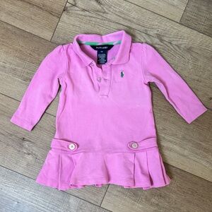 Ralph Lauren Cotton Pink Drop Waist Pleated Dress 9 Months
